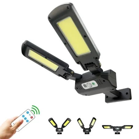 Solcellegatelys - dobbelthodet lampe - PIR bevegelsessensor - vanntett - 200 COB - 3000mAh