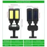 Solcellegatelys - dobbelthodet lampe - PIR bevegelsessensor - vanntett - 200 COB - 3000mAh