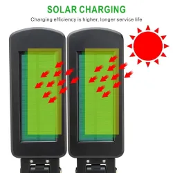 Alumbrado públicoFarola solar - lámpara de dos cabezas - sensor de movimiento PIR - resistente al agua - 200 COB - 3000mAh