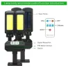 Alumbrado públicoFarola solar - lámpara de dos cabezas - sensor de movimiento PIR - resistente al agua - 200 COB - 3000mAh