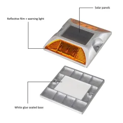 Solcelle LED-reflektor - veilys- varsellampe - aluminium