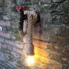 Industripipe - vintage vegglampe med hampetau
