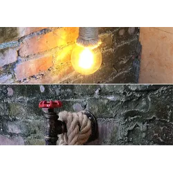 ApliquesPipa industrial - lámpara de pared vintage con cuerda de cáñamo