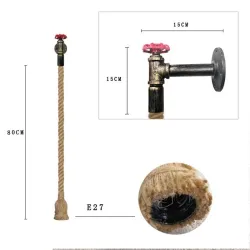 ApliquesPipa industrial - lámpara de pared vintage con cuerda de cáñamo