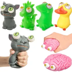 Popping ögon leksaker - kläm leksak - avstressande leksak - dinosaurie - katt - groda - elefant