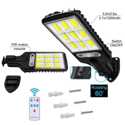 Alumbrado públicoFarola solar - sensor de movimiento - control remoto - IP65 resistente al agua - LED - COB