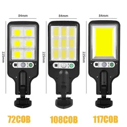 Solar gatubelysning - rörelsesensor - fjärrkontroll - IP65 vattentät - LED - COB