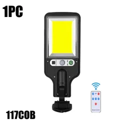 Solar gatubelysning - rörelsesensor - fjärrkontroll - IP65 vattentät - LED - COB