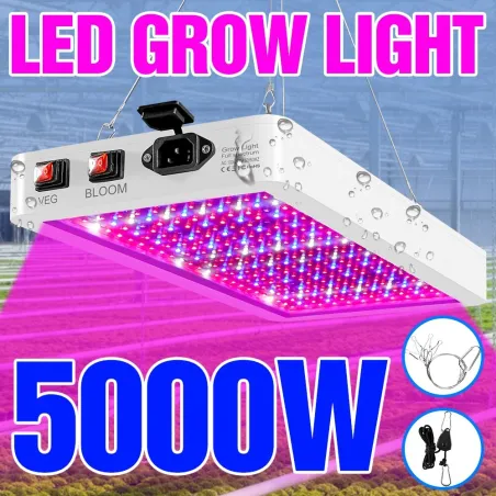 LED plantedyrkningslampe - fuldt spektrum - vandtæt - 4000W - 5000W