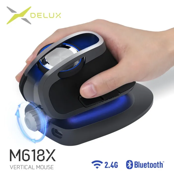 Delux - M618X - trådløs vertikal mus - justerbar vinkel - Bluetooth