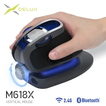 MouseDelux - M618X - ratón vertical inalámbrico - ángulo ajustable - Bluetooth