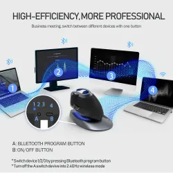 Delux - M618X - wireless vertical mouse - adjustable angle - BluetoothMouses