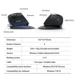 Delux - M618X - wireless vertical mouse - adjustable angle - BluetoothMouses