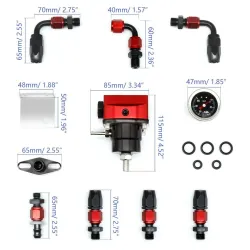 Universal drivstofftrykkregulator - oljemåler - justerbar slange