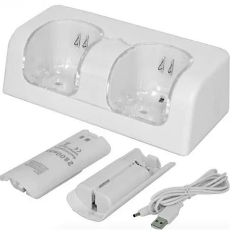 Wii Controller dubbel USB-laddare med 2x 2800mAh batterier