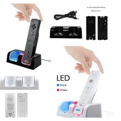 Wii Controller dobbelt USB-oplader med 2x 2800mAh batterier