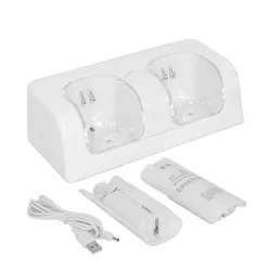 WiiCargador dual USB para mando de Wii con 2 baterías de 2800 mAh