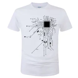 Kortærmet t-shirt - CPU-processor/kredsløbsdiagram print