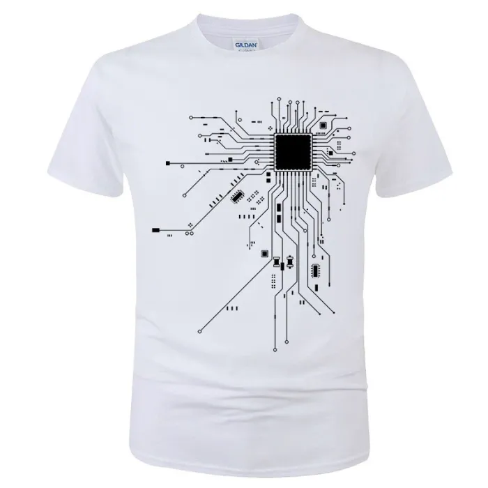 Camiseta manga curta - processador CPU / impressão do diagrama de circuito