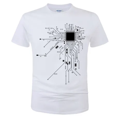 Kortærmet t-shirt - CPU-processor/kredsløbsdiagram print
