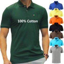 T-shirt polo manga curta - gola com botões - algodão