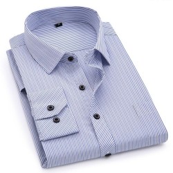 Klassisk langermet skjorte - stripete - Slim Fit