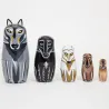 Håndmalt treulv - hekkende dukker - Russian Matryoshka - 5 stykker