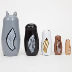 Hand painted wooden wolf - nesting dolls - Russian Matryoshka - 5 piecesToys