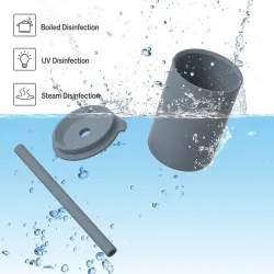 Trinkbecher aus Silikon für Kinder – Kalt-/Warmwasser – mit Strohhalm – auslaufsicher – BPA-frei – einfarbig