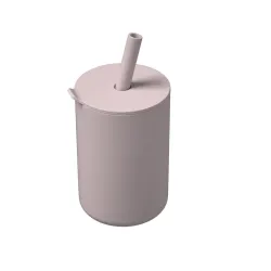 Trinkbecher aus Silikon für Kinder – Kalt-/Warmwasser – mit Strohhalm – auslaufsicher – BPA-frei – einfarbig