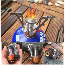 Herramientas de supervivenciaMini estufa de gas plegable - quemador de camping