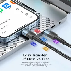 Essager - USB tipo C A USB C - cavo di ricarica rapida - 60W - 100W