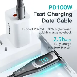 Essager - USB Type C - USB C -kaapeli - PD-pikalataus - digitaalisella näytöllä - 100W / 5A