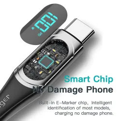 Essager - USB Type C - USB C -kaapeli - PD-pikalataus - digitaalisella näytöllä - 100W / 5A