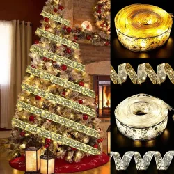Ruban LED brodé - Décoration sapin de Noël - à piles