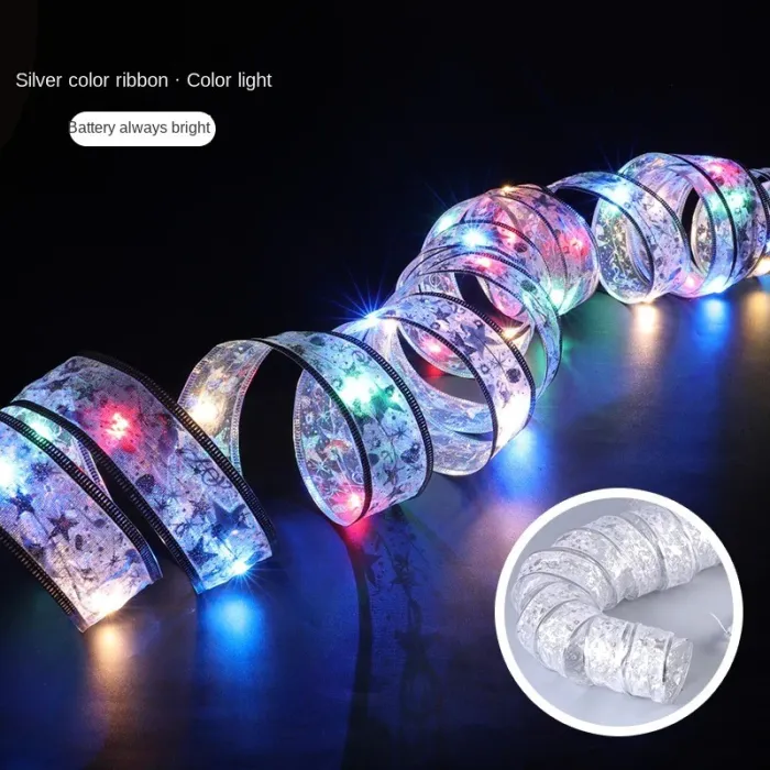 Broderat LED-band - Julgransdekoration - batteridriven