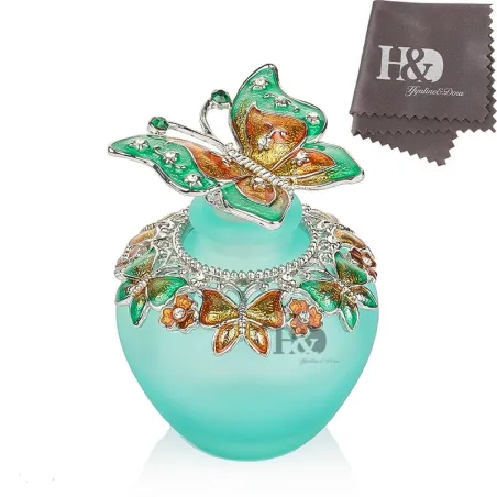Vintage glass parfymeflaske - krystall sommerfugl - 30ml