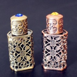 Frasco de perfume de metal retrô - com cristal - estilo árabe - 3ml