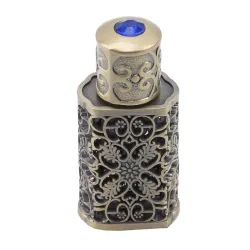 Flacon de parfum métal rétro - avec cristal - style arabe - 3ml
