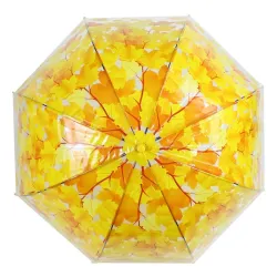 Ombrello colorato trasparente - manico lungo - foglie d'acero