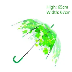 Parapluie coloré transparent - manche long - feuilles d'érable