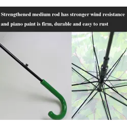 Transparent colorful umbrella - long handle - maple leavesOutdoor & Camping