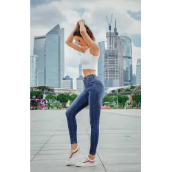 Bleistiftjeans mit hoher Taille - Stretch-Lycra - Slim