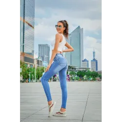 Bleistiftjeans mit hoher Taille - Stretch-Lycra - Slim