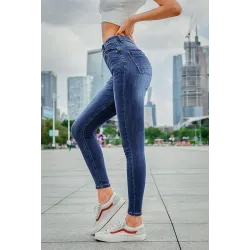 Penciljeans med hög midja - stretch lycra - Slim