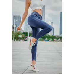 Bleistiftjeans mit hoher Taille - Stretch-Lycra - Slim
