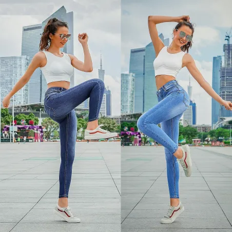 Potloodjeans met hoge taille - stretch lycra - SlimBroeken