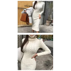 Strikket vinterkjole - med turtleneck