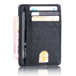 Carteira de couro fina - porta-cartões de crédito - bloqueio de RFID