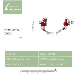 Røde fiskeøreringer - 925 sterling sølv